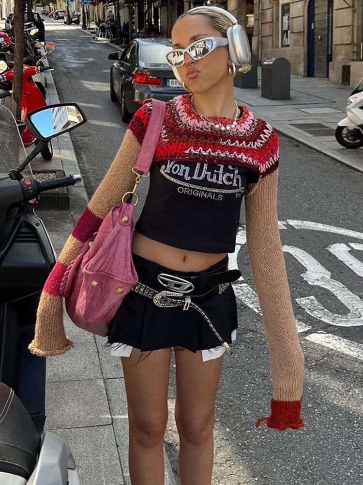 Camiseta de manga larga con agujeros, remera de punto Camisetas manga larga Tops El Vestidor de Carlota