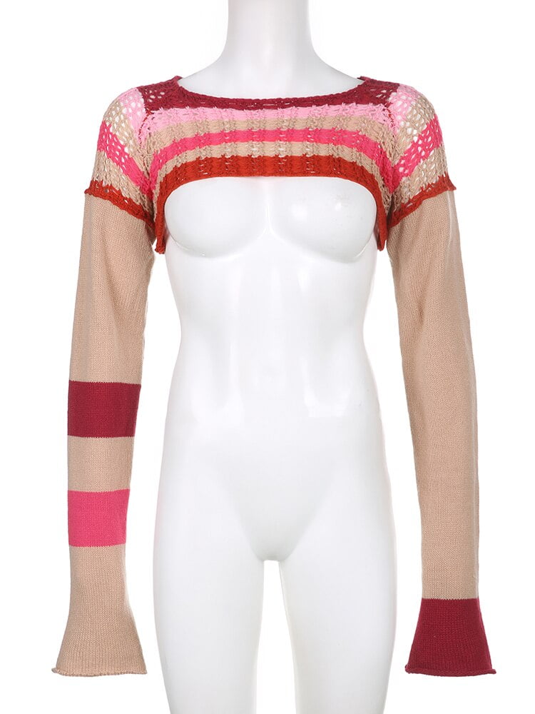 Camiseta de manga larga con agujeros, remera de punto Camisetas manga larga Tops Color: Rojo Tamaño: S|M|L El Vestidor de Carlota