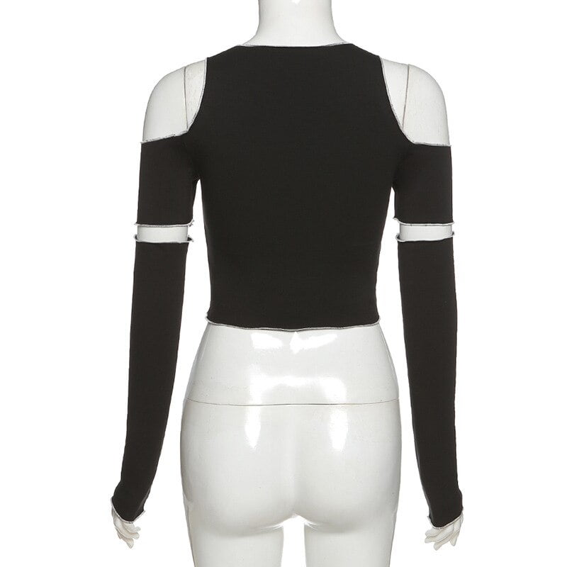 Camisetas negras de retales con mangas separadas estilo Y2k Camiseta de tirantes - Sin mangas Camisetas manga larga Tops El Vestidor de Carlota