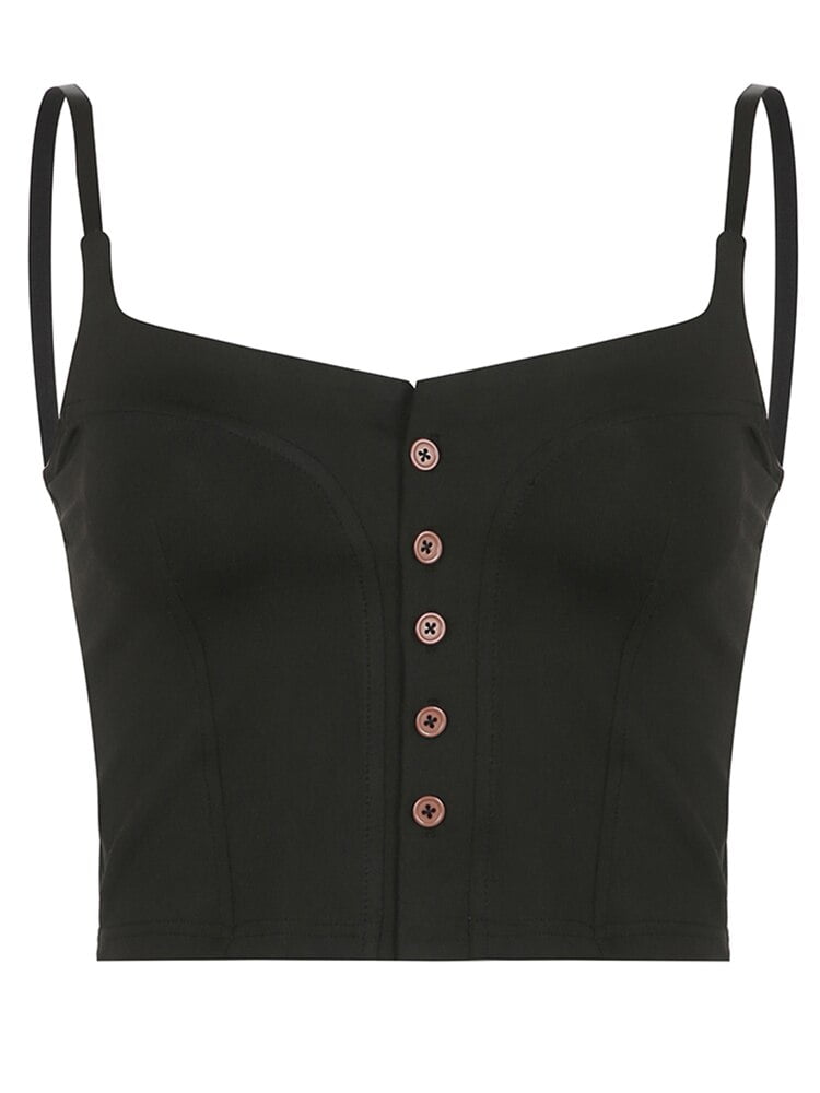 Corsé con botones estilo Y2K Camiseta de tirantes - Sin mangas Tops Color: Black Tamaño: S|M|L El Vestidor de Carlota
