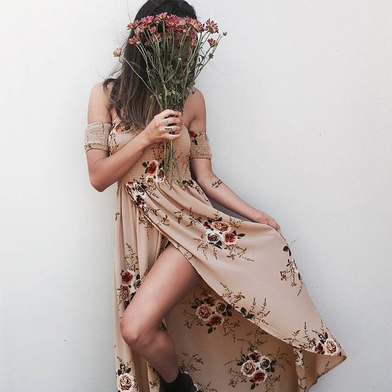 Vestido estilo boho con mangas caidas Estampados Largos Vestidos El Vestidor de Carlota