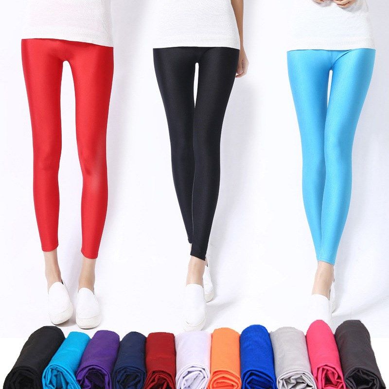 Leggings de Lycra elástica de estilo casual Color : Blanco|Azul|Bordeaux|Verde|Cefé|Gris|Azul Marino|Turquesa|Naranja|Rosa|Gris Claro|Verde Militar|Negro|Amarillo|Rojo|Verde Claro|Violeta|Verde Fluorescente|Rosa brillante 